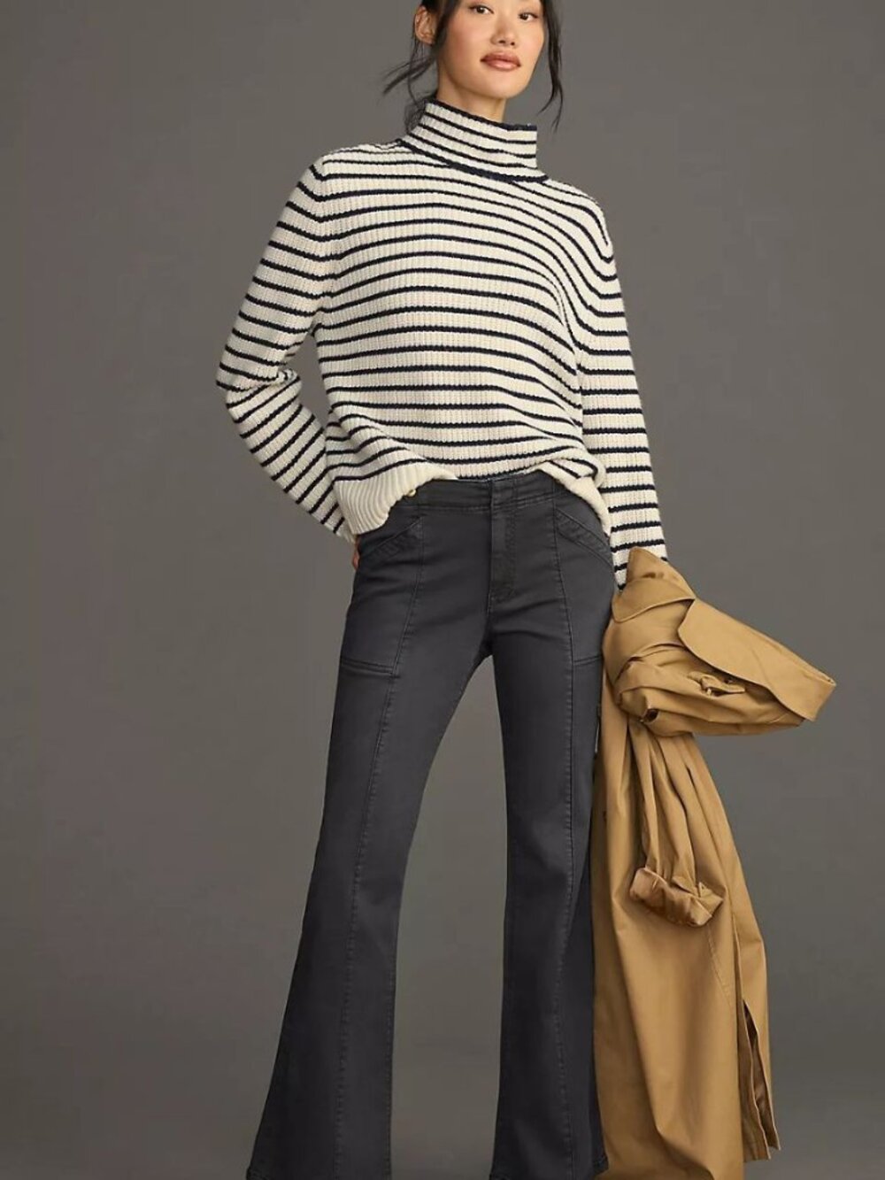 Anthropologie Pilcro Women 31 Low Rise Utility Demilune Pant Gray Bootcut Y2K